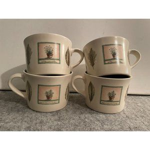 4 Vintage Pfaltzgraff Portfolio Stoneware  Natures Wood Coffee Cups   #1100